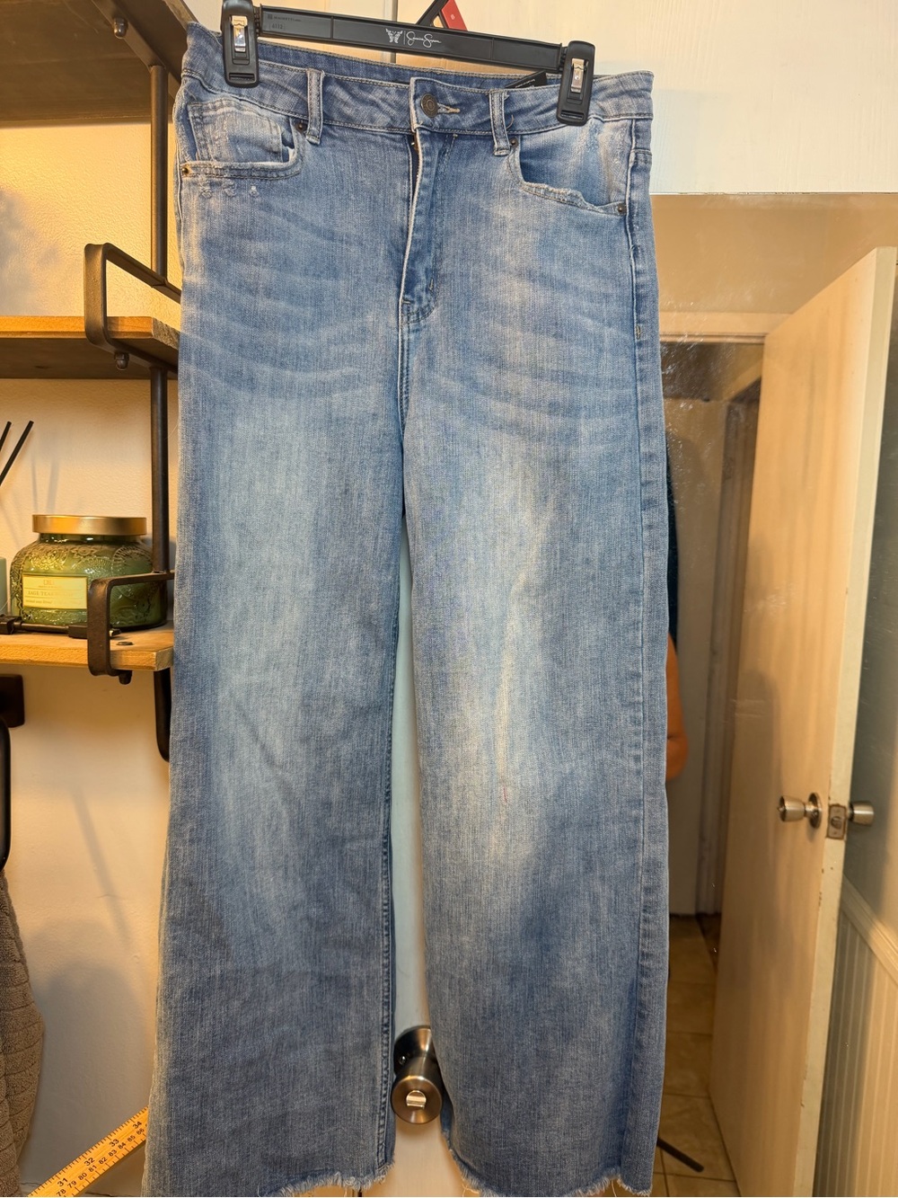 High-Rise Wide Leg Flare Jeans in Light Blue Wash